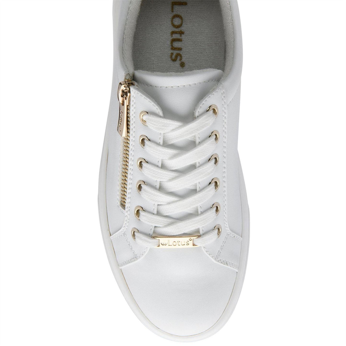 White - Lifestyle - Lotus Shoes Womens-Ladies Alessia Zip Trainers
