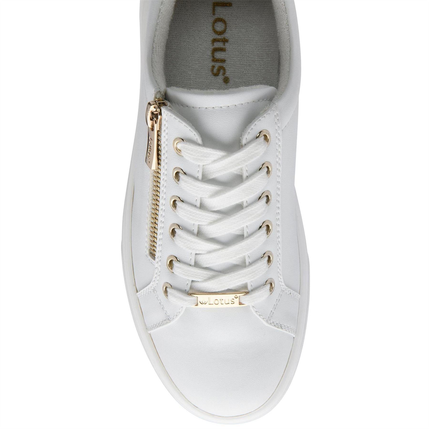 White - Lifestyle - Lotus Shoes Womens-Ladies Alessia Zip Trainers