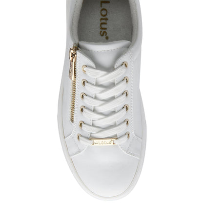 White - Lifestyle - Lotus Shoes Womens-Ladies Alessia Zip Trainers