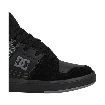 Black-Grey - Back - DC Mens Cure Skull Logo Suede Skate Shoes