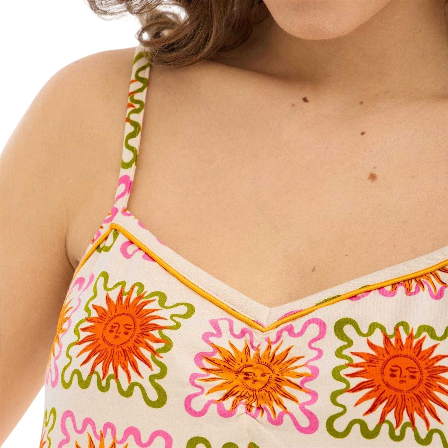 Yellow - Side - Chelsea Peers Womens-Ladies Cami Pyjama Set