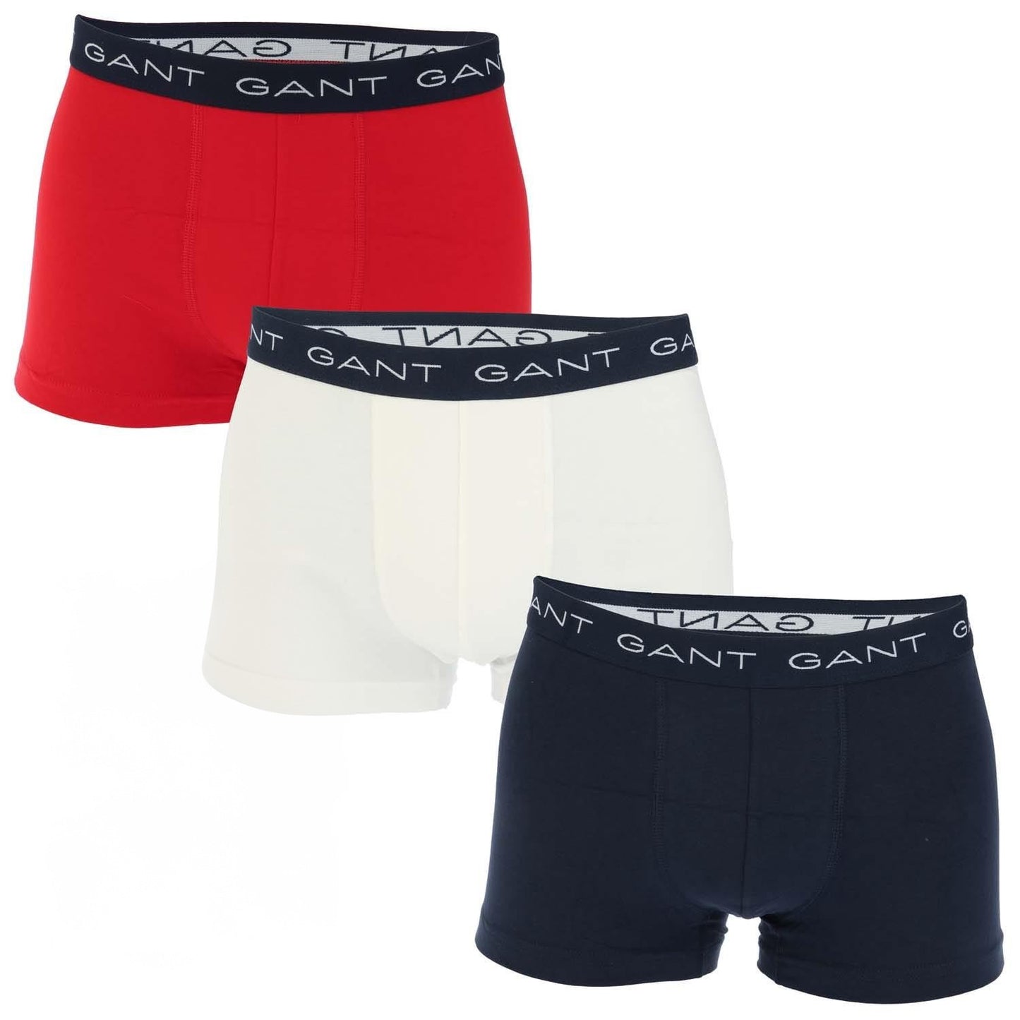 Red-Off White-Navy Blue - Front - Gant Mens Boxer Shorts (Pack of 3)