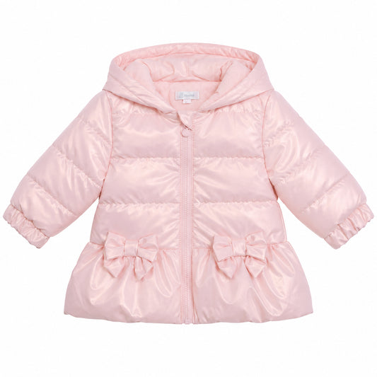Pink - Front - Mintini Baby Girls Short Puffer Jacket