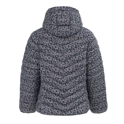 Grey - Back - SoulCal Womens-Ladies Bubble Animal Print Nylon Puffer Jacket