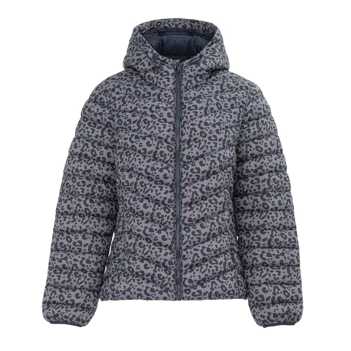 Grey - Front - SoulCal Womens-Ladies Bubble Animal Print Nylon Puffer Jacket