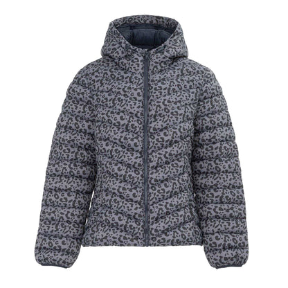 Grey - Front - SoulCal Womens-Ladies Bubble Animal Print Nylon Puffer Jacket