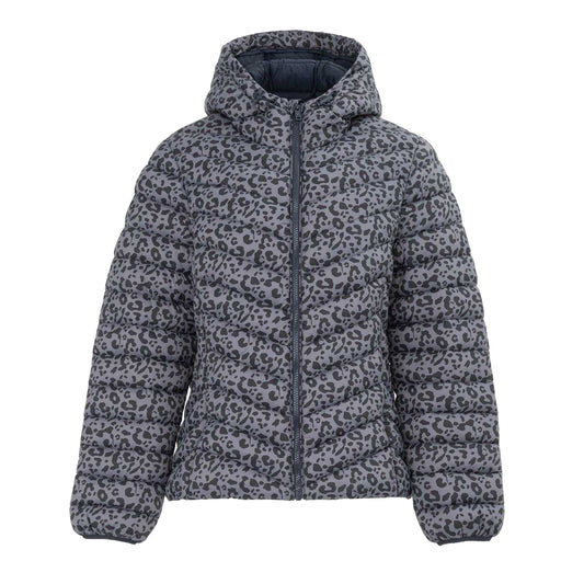 Grey - Front - SoulCal Womens-Ladies Bubble Animal Print Nylon Puffer Jacket