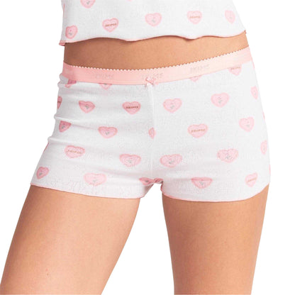 White - Side - Skims Womens-Ladies Hearts Pointelle Top & Shorts Set