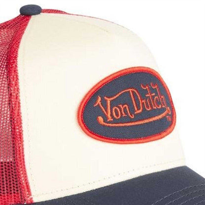 Red - Side - Von Dutch Mens Embroidered Logo Trucker Cap