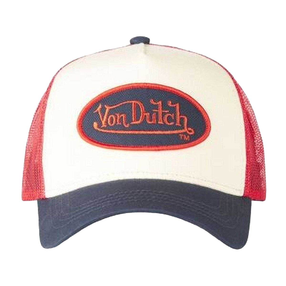 Red - Pack Shot - Von Dutch Mens Embroidered Logo Trucker Cap