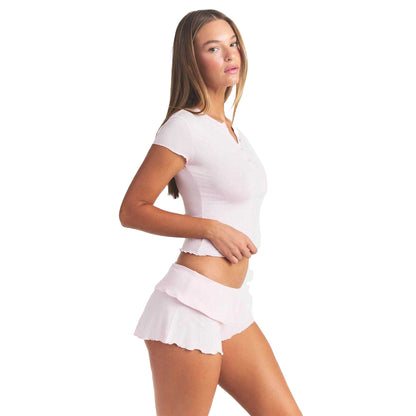 Barely Pink - Side - Skims Womens-Ladies Short Pyjama Set