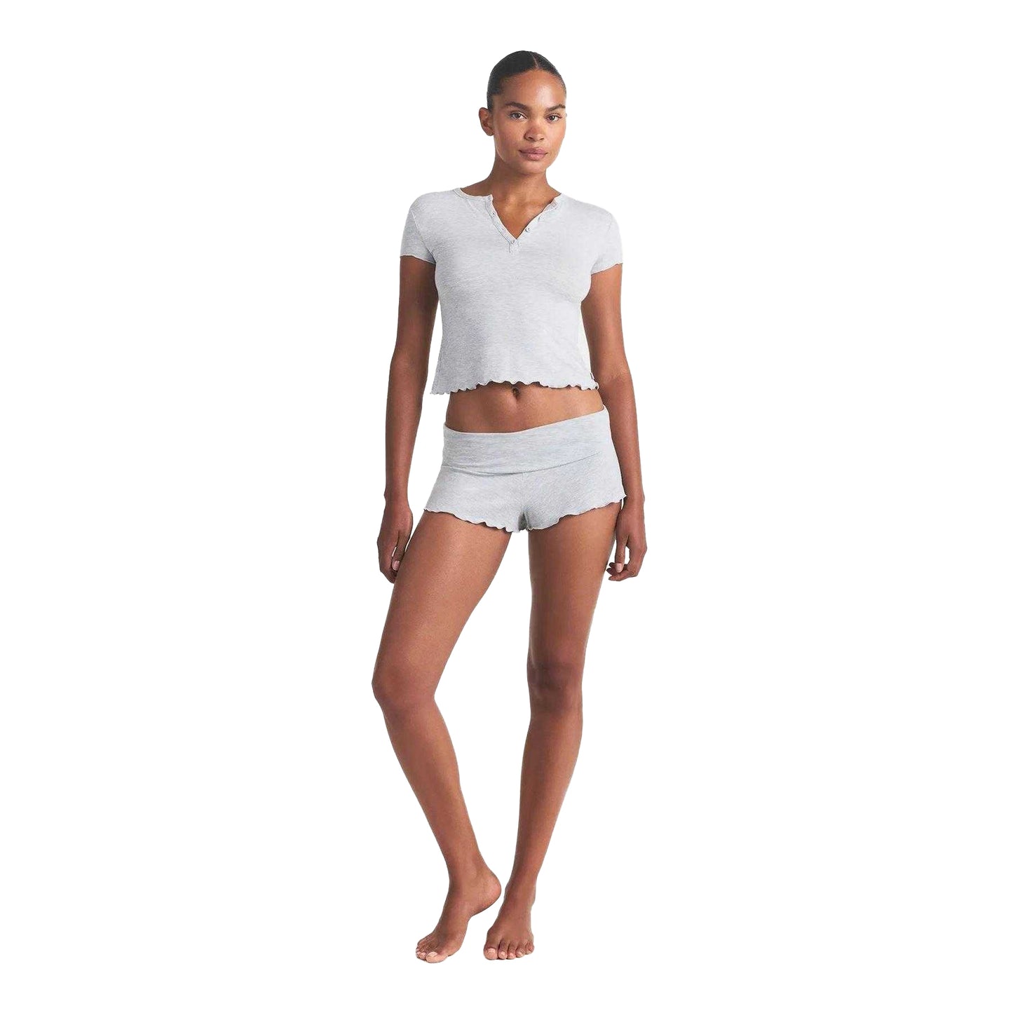 Heather Grey - Side - Skims Womens-Ladies Short Pyjama Set