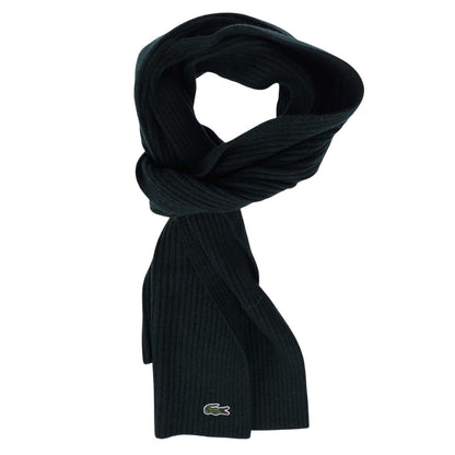 Green - Front - Lacoste Rectangular Wool Ribbed Scarf
