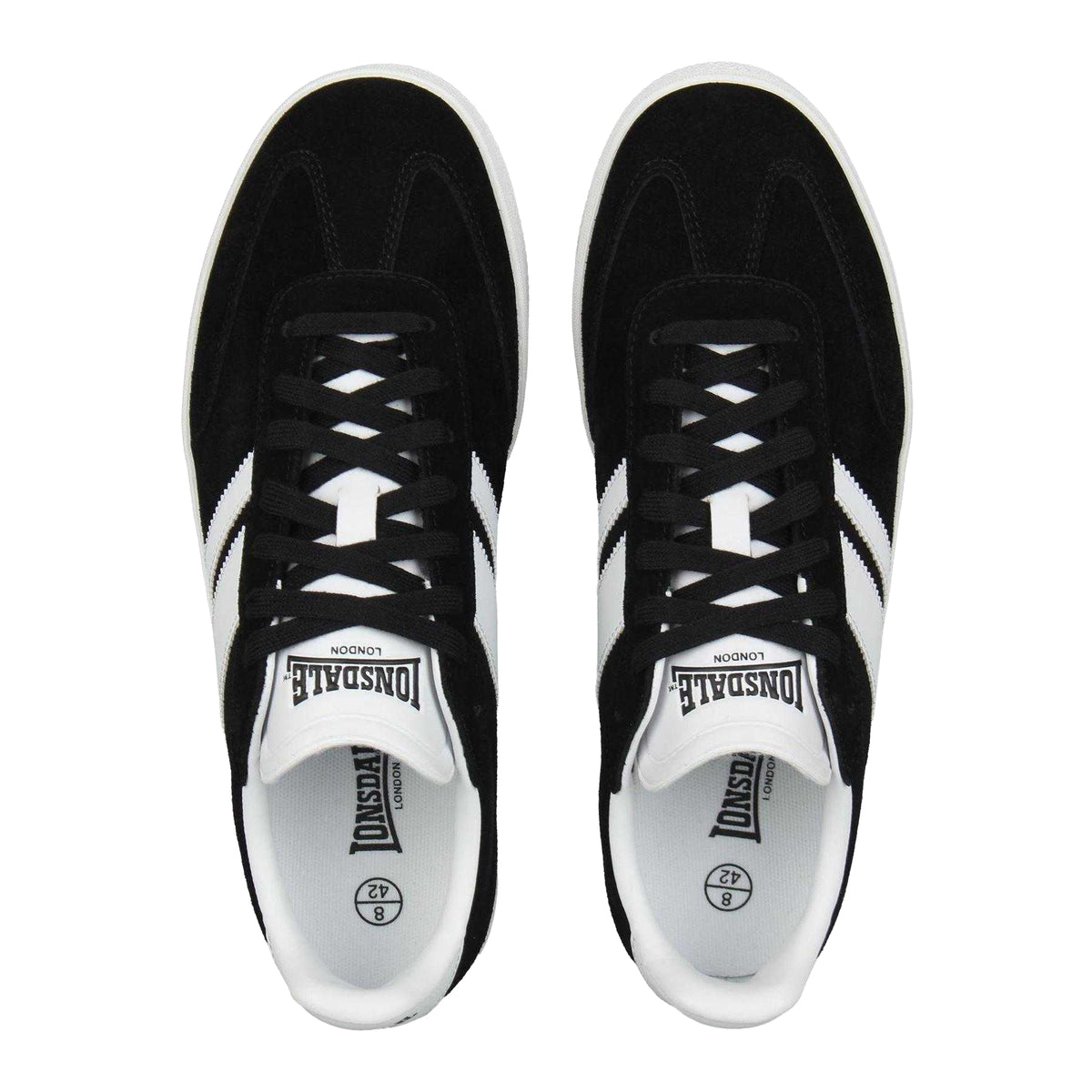 Black - Side - Lonsdale Mens Hayes Suede Trainers