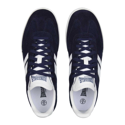 Navy-White - Side - Lonsdale Mens Hayes Suede Trainers
