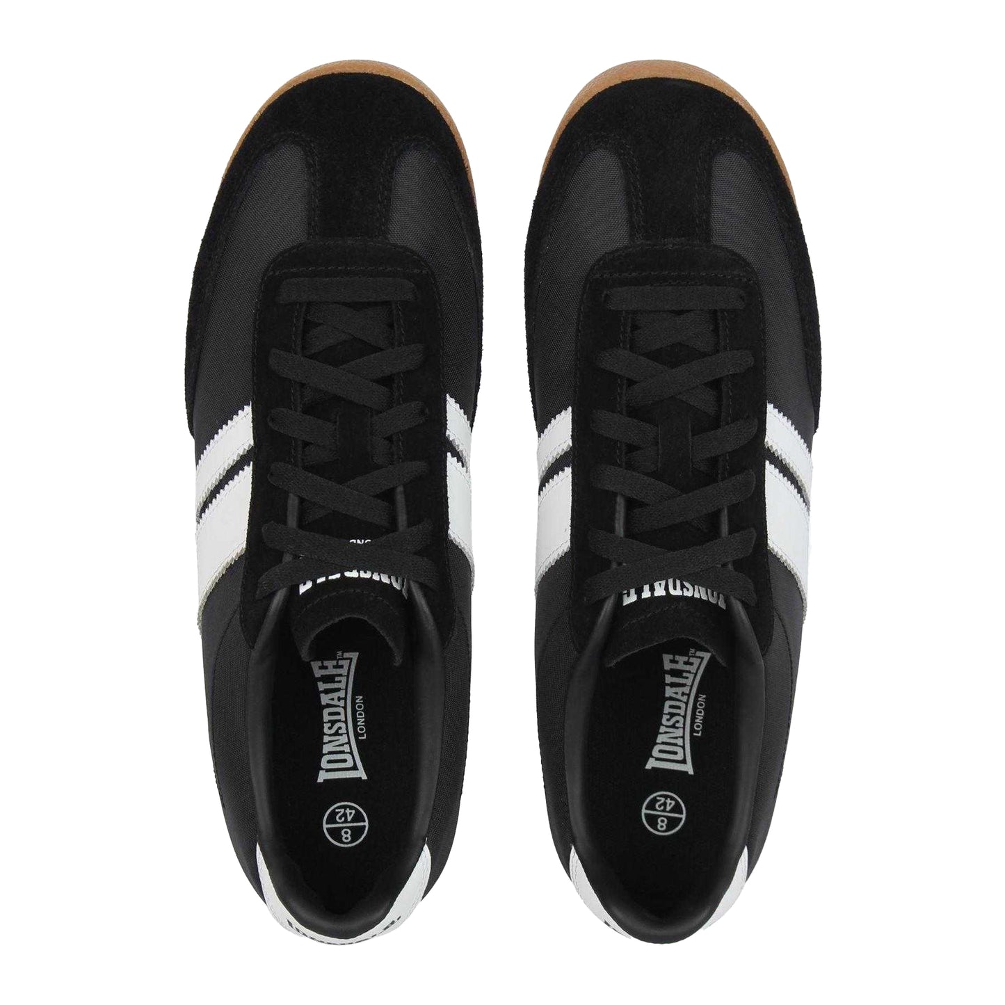 Black-White - Side - Lonsdale Mens Selhurst Suede Trainers