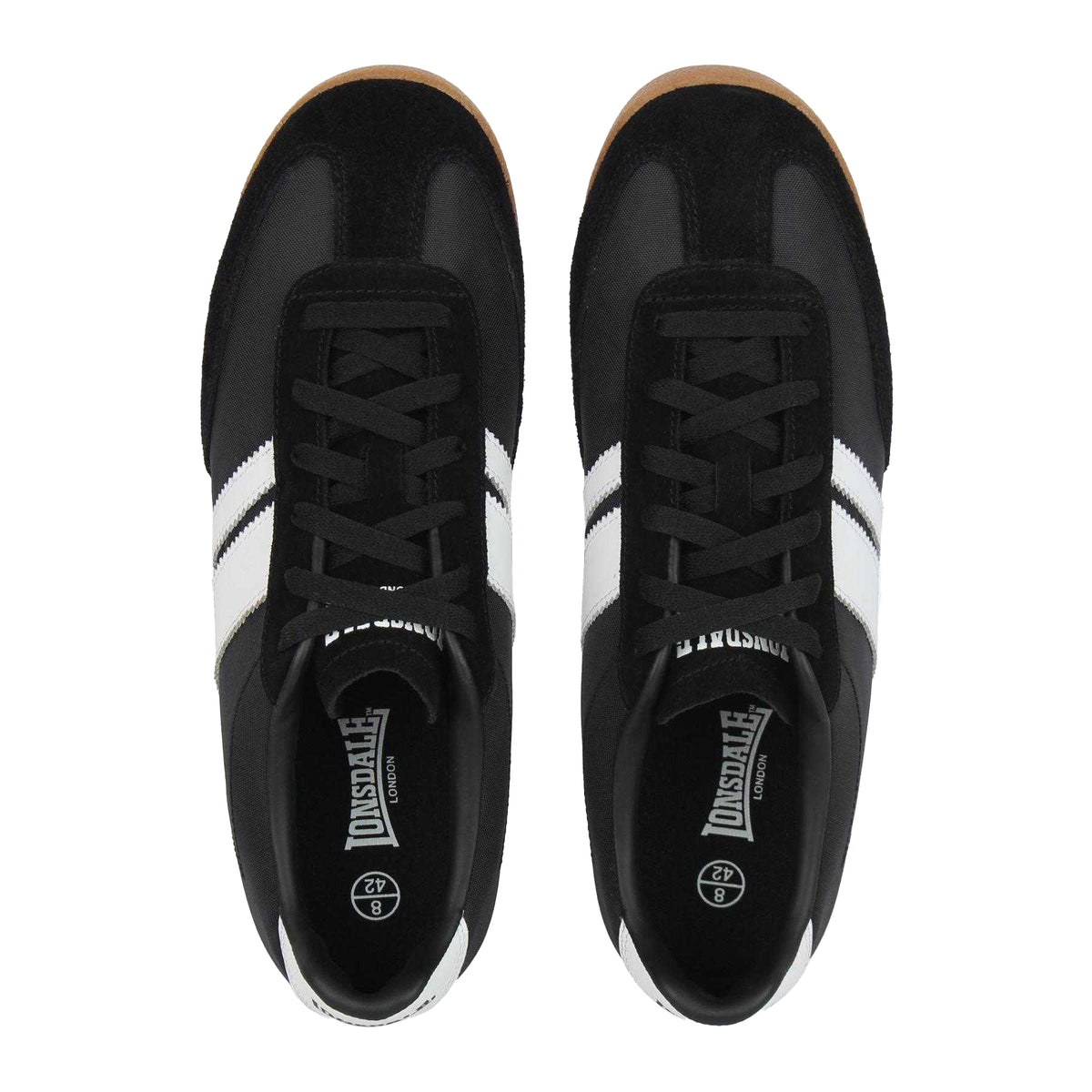 Black-White - Side - Lonsdale Mens Selhurst Suede Trainers