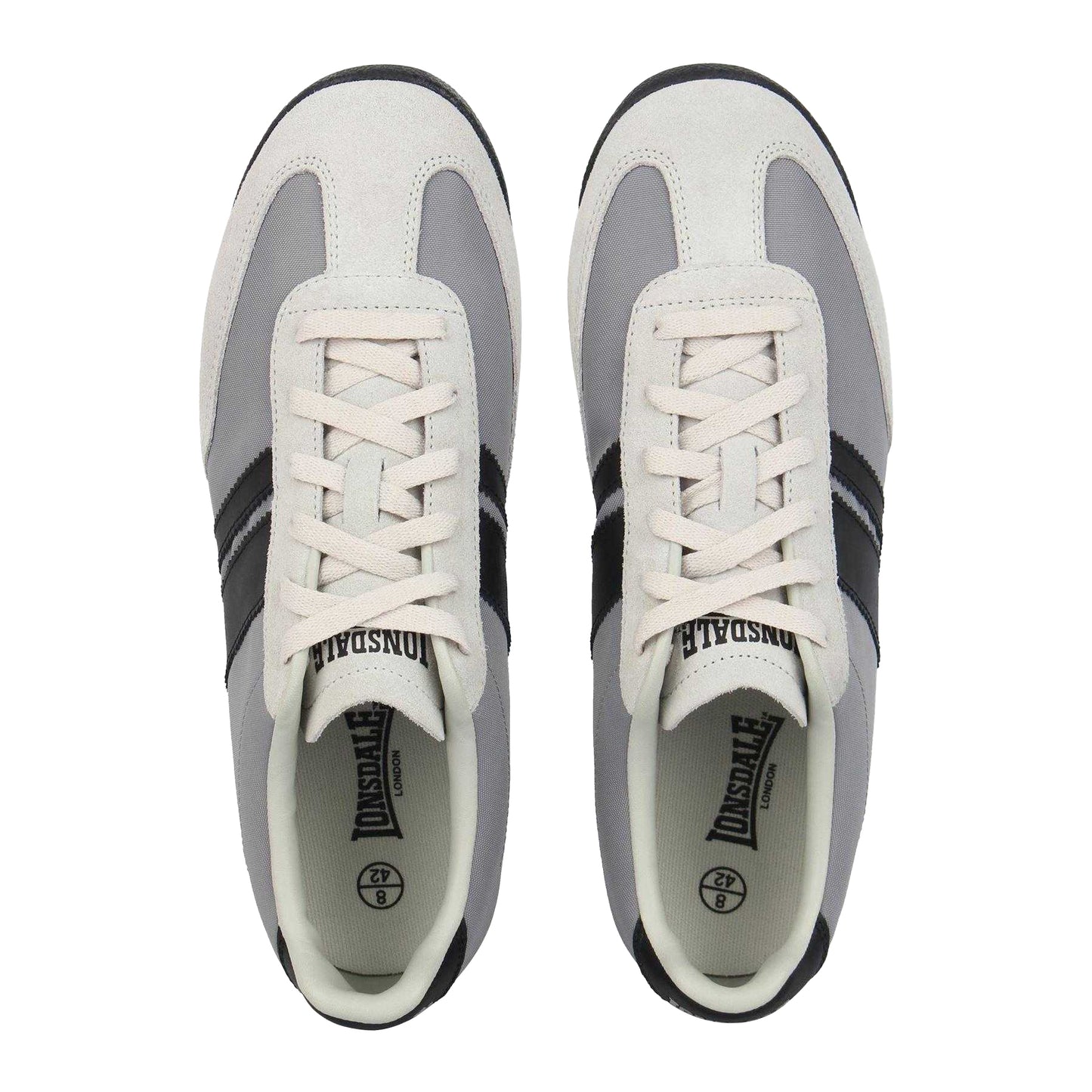 Grey-Black - Side - Lonsdale Mens Selhurst Suede Trainers