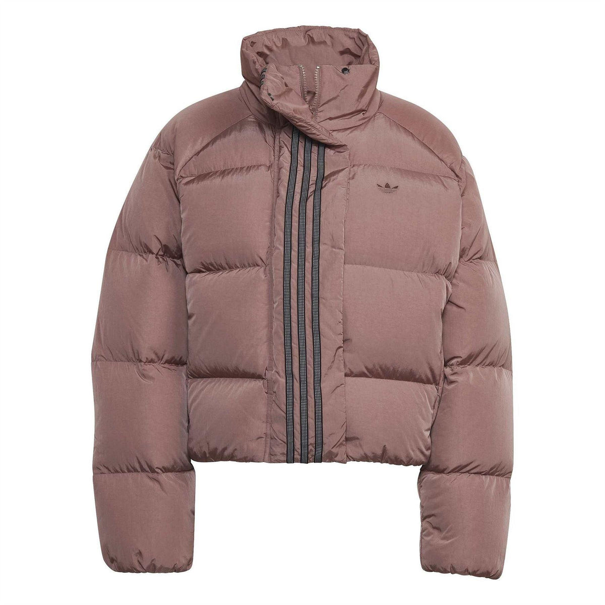 Wonder Mauve - Front - Adidas Womens-Ladies 3 Stripes Reflective Detail Down Jacket
