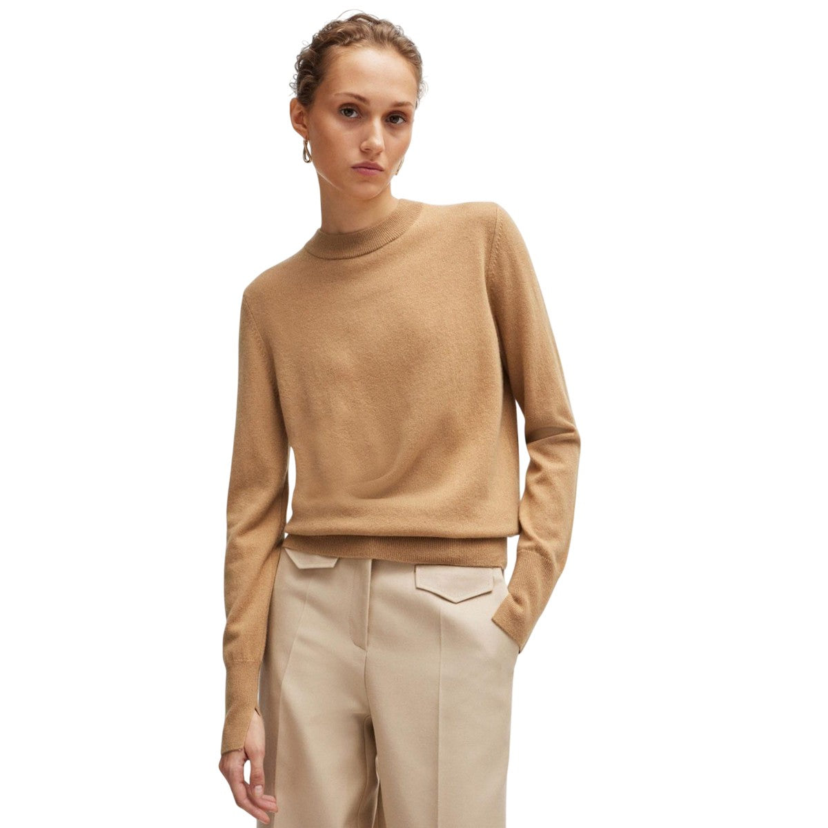Beige - Lifestyle - Boss Womens-Ladies Formenas Cashmere Regular Jumper