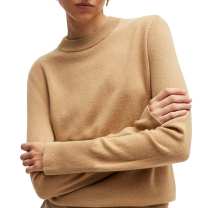 Beige - Side - Boss Womens-Ladies Formenas Cashmere Regular Jumper