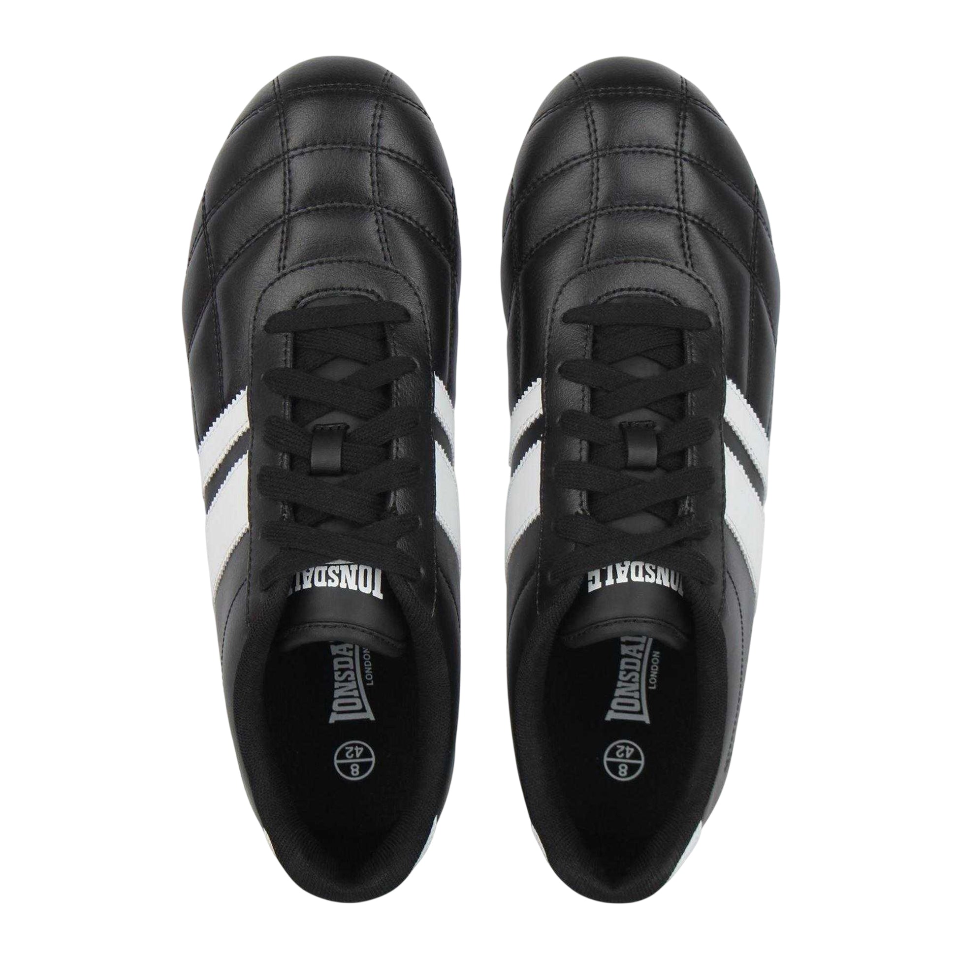Black - Side - Lonsdale Mens Brent Leather Trainers