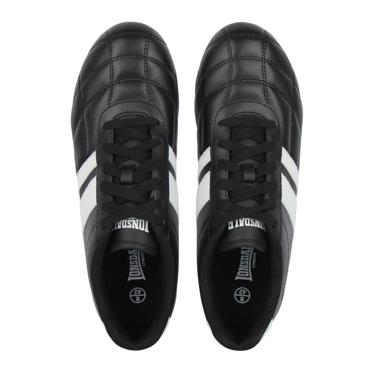Black - Side - Lonsdale Mens Brent Leather Trainers
