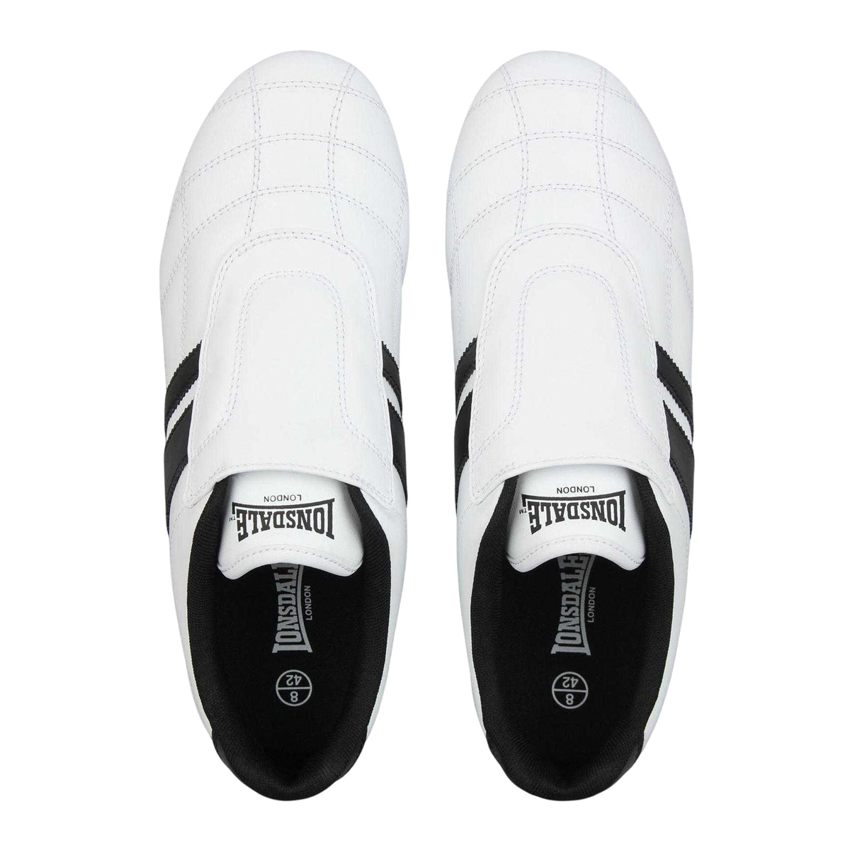 White - Side - Lonsdale Mens Brent Leather Slip-on Trainers