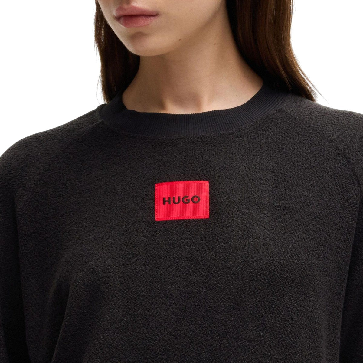 Black - Side - Hugo Womens-Ladies Snoozie Lounge Sweatshirt