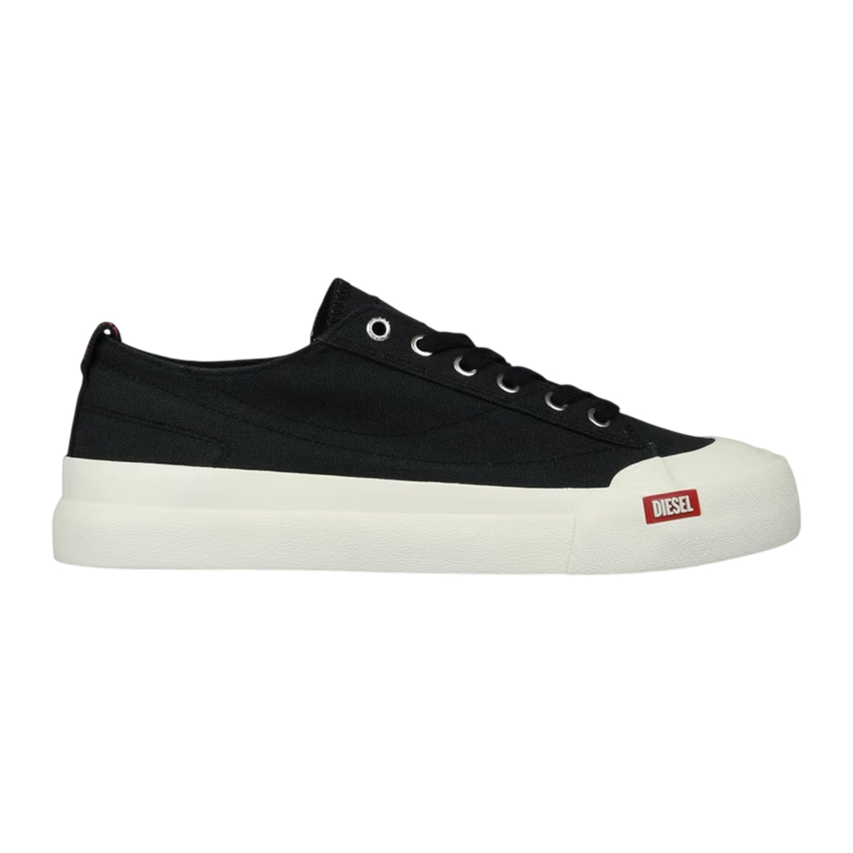 White - Front - Diesel Mens S-Athos Canvas Low Cut Trainers