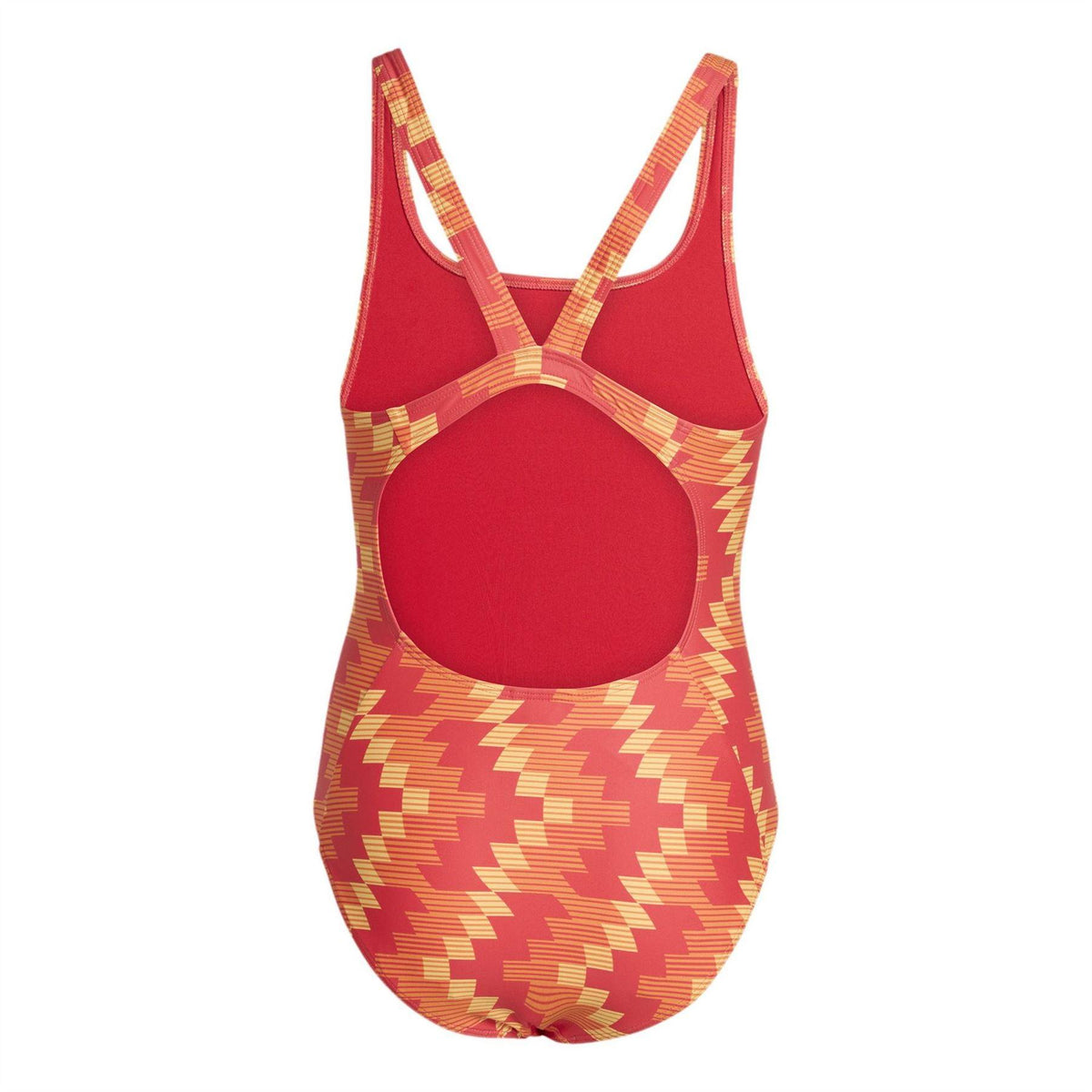 Lucid Red - Back - Adidas Girls Geometric Pattern One Piece Swimsuit