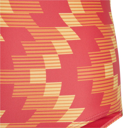 Lucid Red - Lifestyle - Adidas Girls Geometric Pattern One Piece Swimsuit