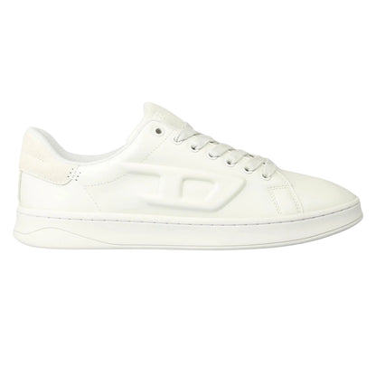 White - Front - Diesel Mens S Athene Leather Flat Trainers