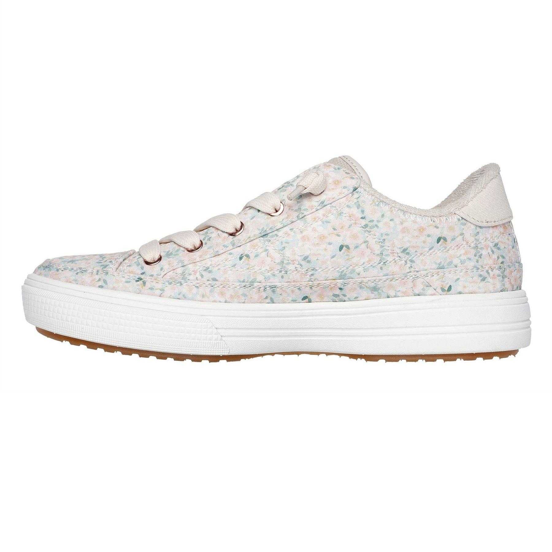 White - Back - Skechers Womens-Ladies Floral Canvas Arch Fit Trainers