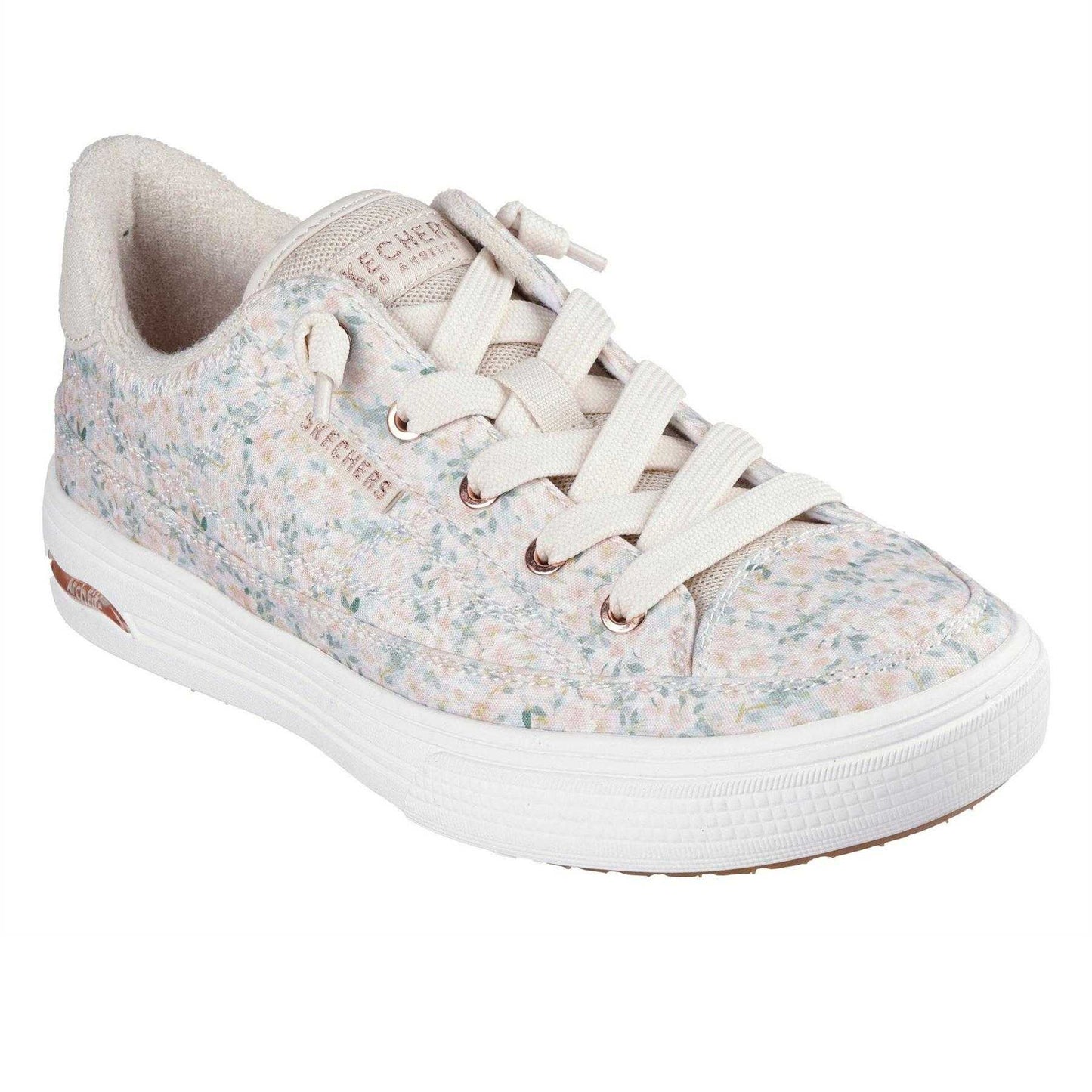 White - Lifestyle - Skechers Womens-Ladies Floral Canvas Arch Fit Trainers
