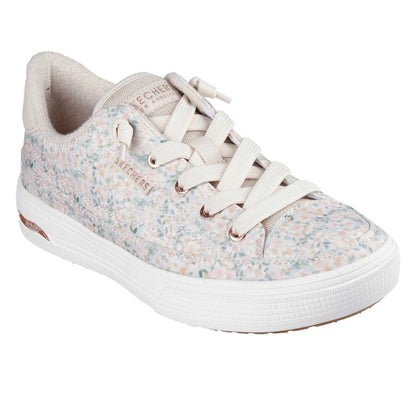 White - Lifestyle - Skechers Womens-Ladies Floral Canvas Arch Fit Trainers