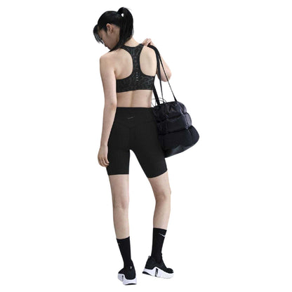 Black Silver - Side - Nike Womens-Ladies Swoosh Sports Bra