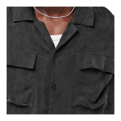 Black - Side - Belier Mens Plain Long-Sleeved Shirt