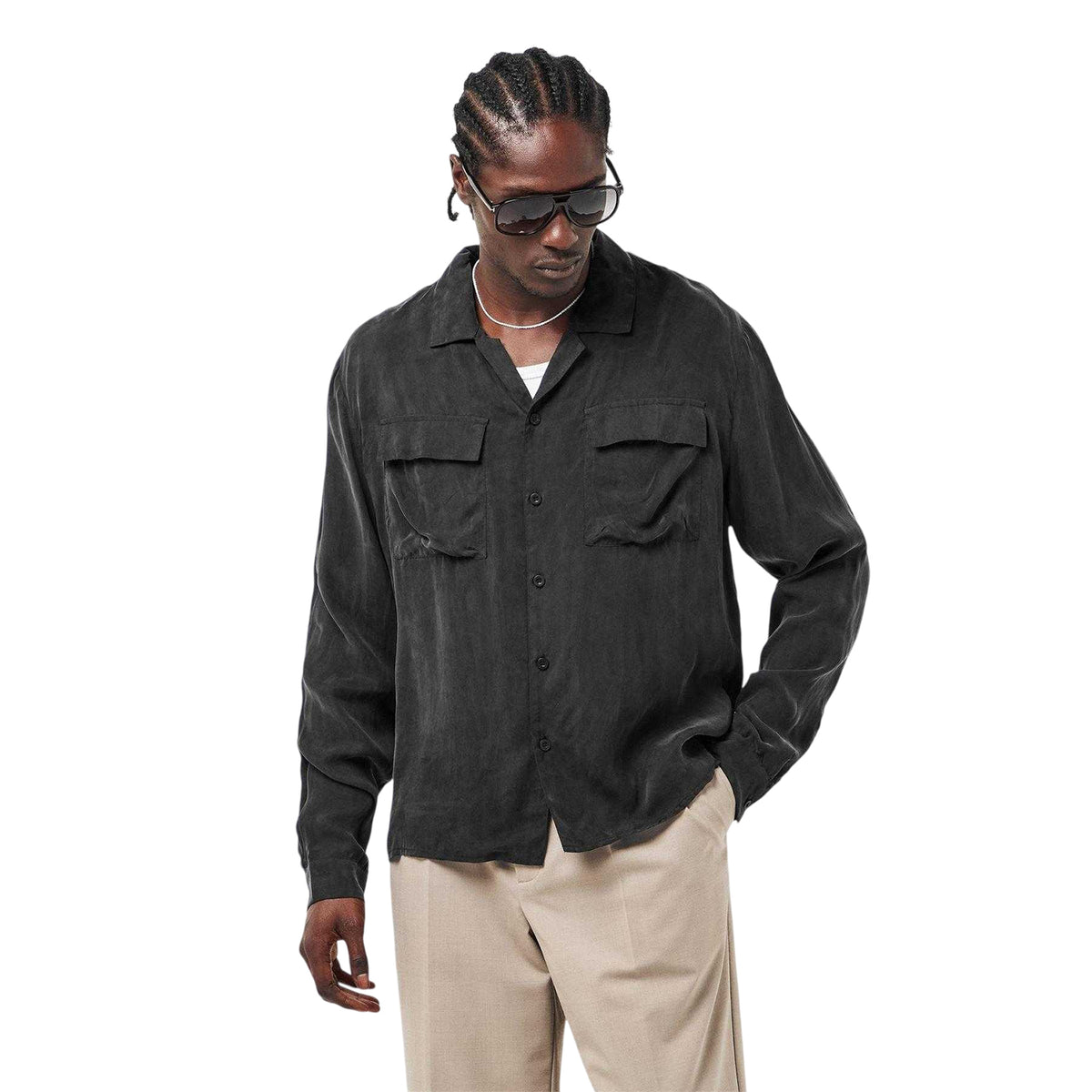 Black - Lifestyle - Belier Mens Plain Long-Sleeved Shirt