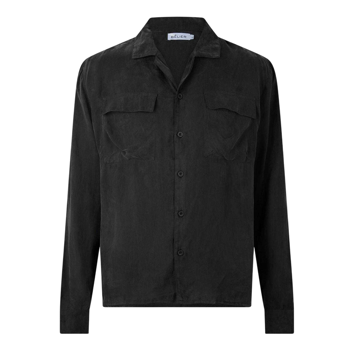 Black - Front - Belier Mens Plain Long-Sleeved Shirt