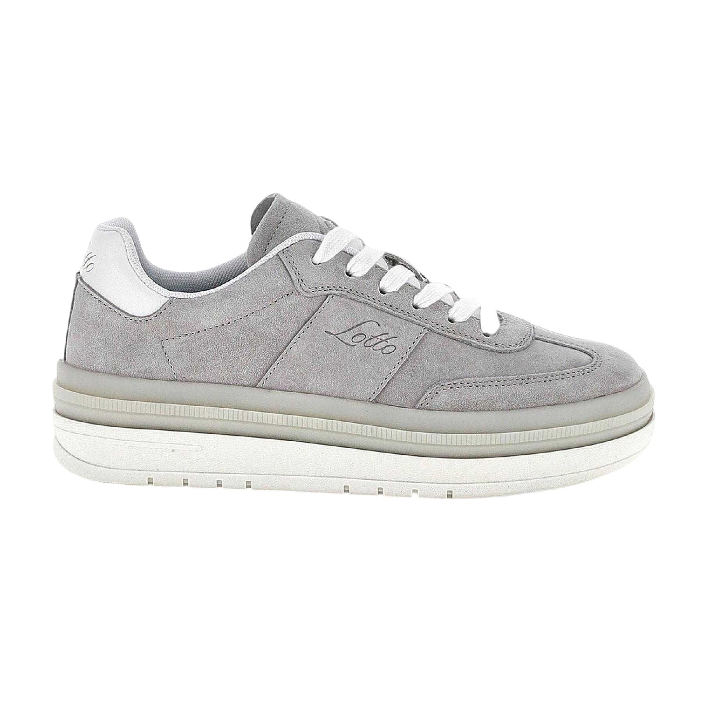 Mushroom - Front - Lotto Womens-Ladies Suede Low Cut Platform Trainers