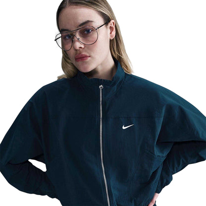 Navy-White - Side - Nike Womens-Ladies Everything Side Pocket Jacket