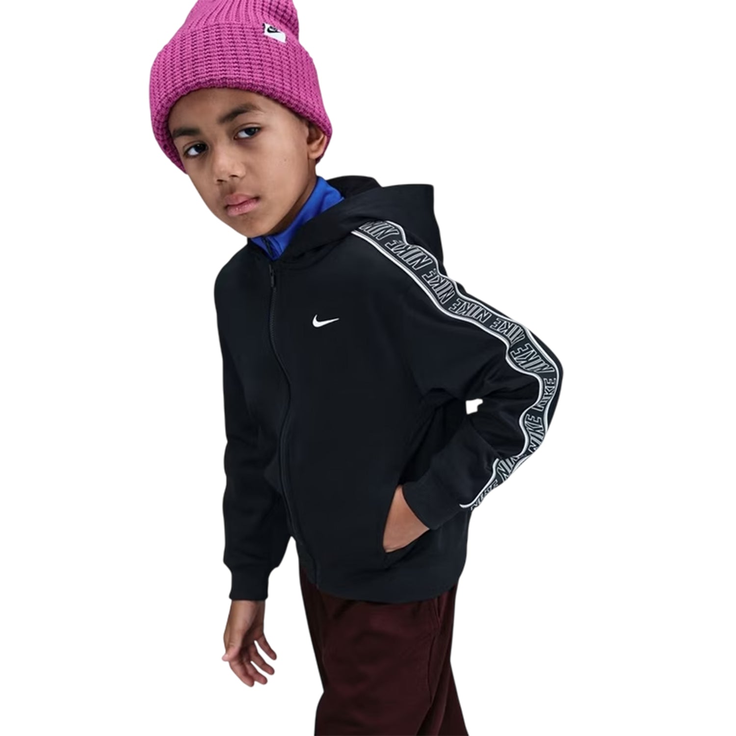 Black - Side - Nike Childrens-Kids Club Dri-FIT Hoodie