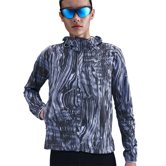 Indigo - Front - Nike Womens-Ladies Swift Marble Hooded Jacket