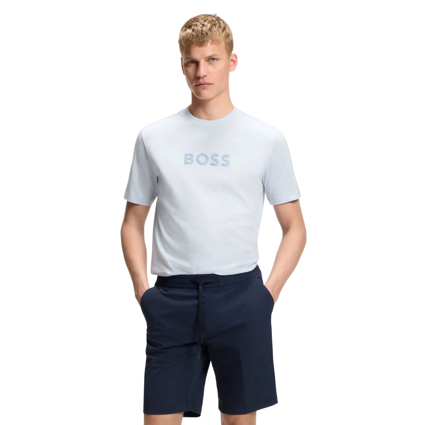 Open Blue - Side - Boss Mens Terrace Logo T-Shirt