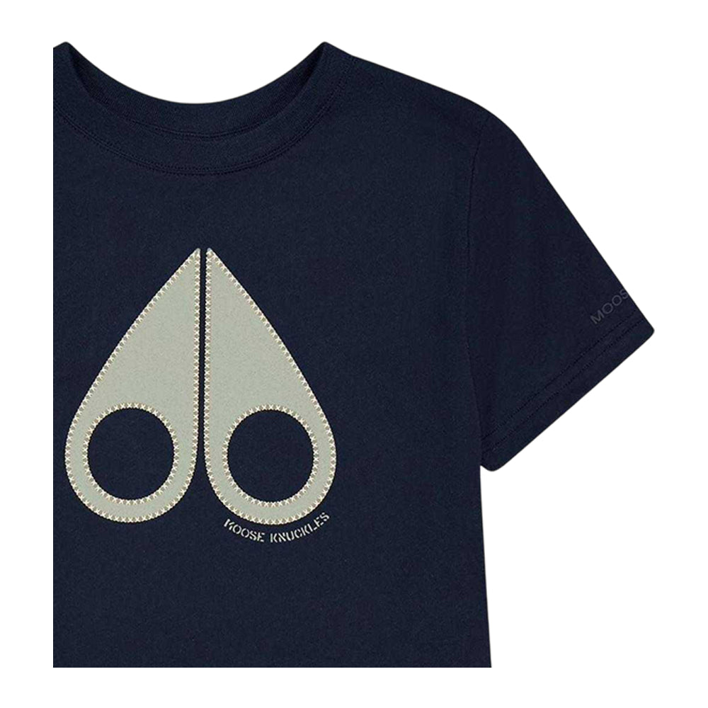 Navy - Side - Moose Knuckles Childrens-Kids Logo T-Shirt
