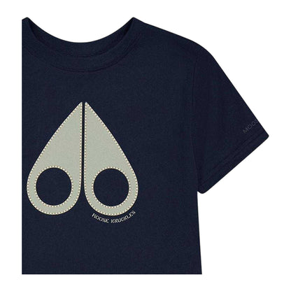 Navy - Side - Moose Knuckles Childrens-Kids Logo T-Shirt