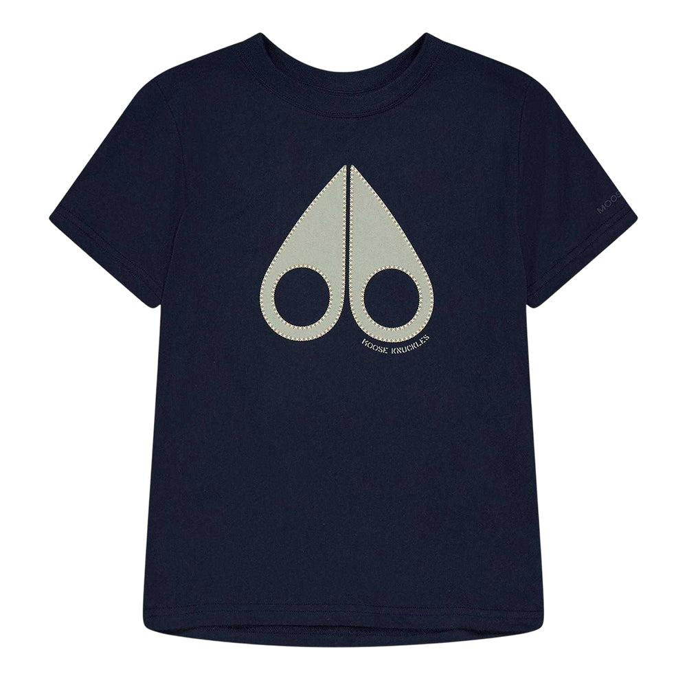 Navy - Front - Moose Knuckles Childrens-Kids Logo T-Shirt