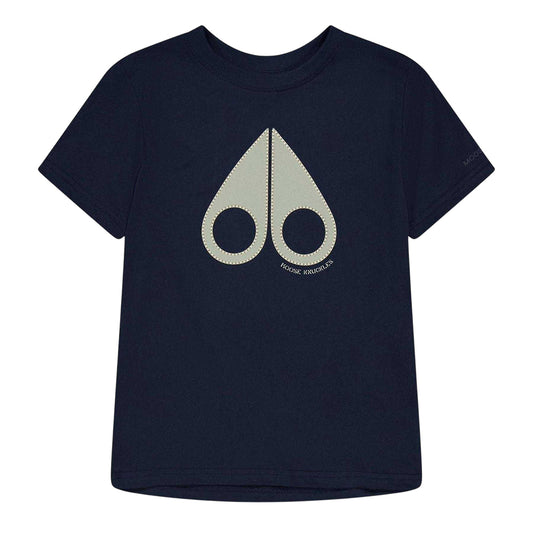 Navy - Front - Moose Knuckles Childrens-Kids Logo T-Shirt