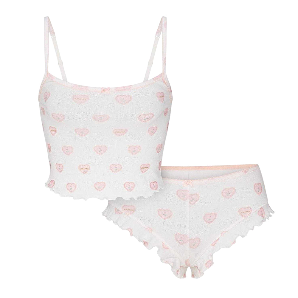 Snow White - Front - Skims Womens-Ladies Hearts Pointelle Pyjama Set